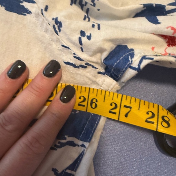 Checkpoint Red and Blue Casual Button Down Shirt with Tropical Print - Picture 3 of 5